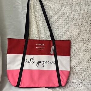 Kate Spade Red and Pink Striped Tote